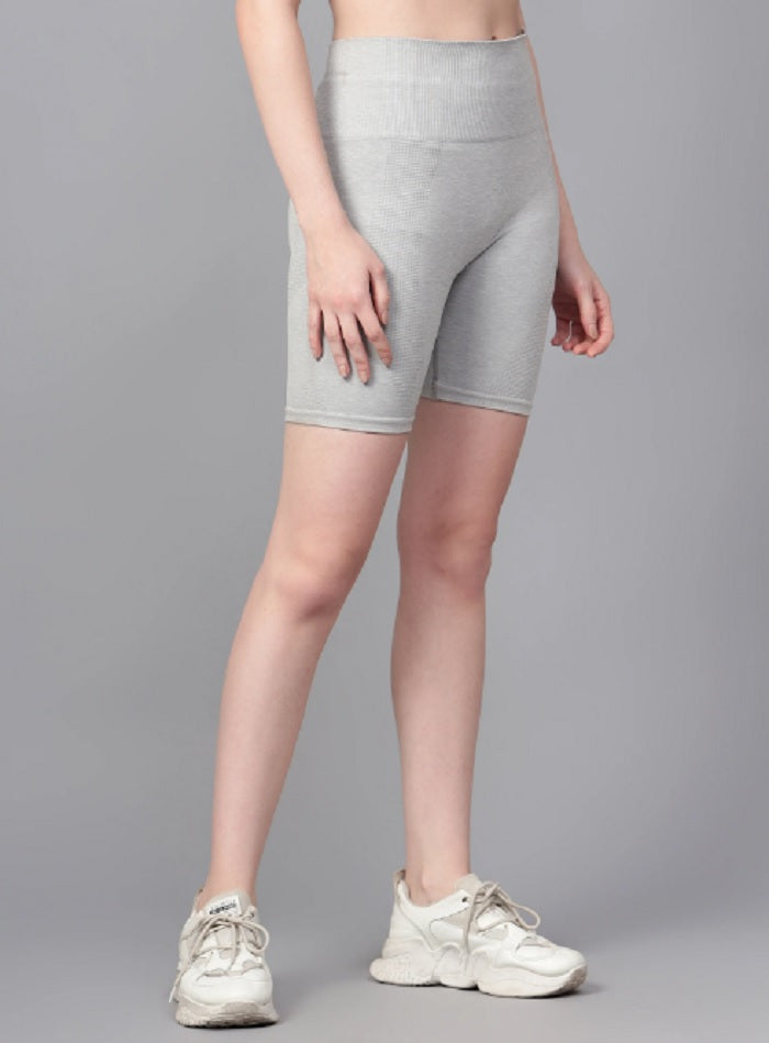 Shiv Naresh Women Grey Seamless Gym Biker Shorts