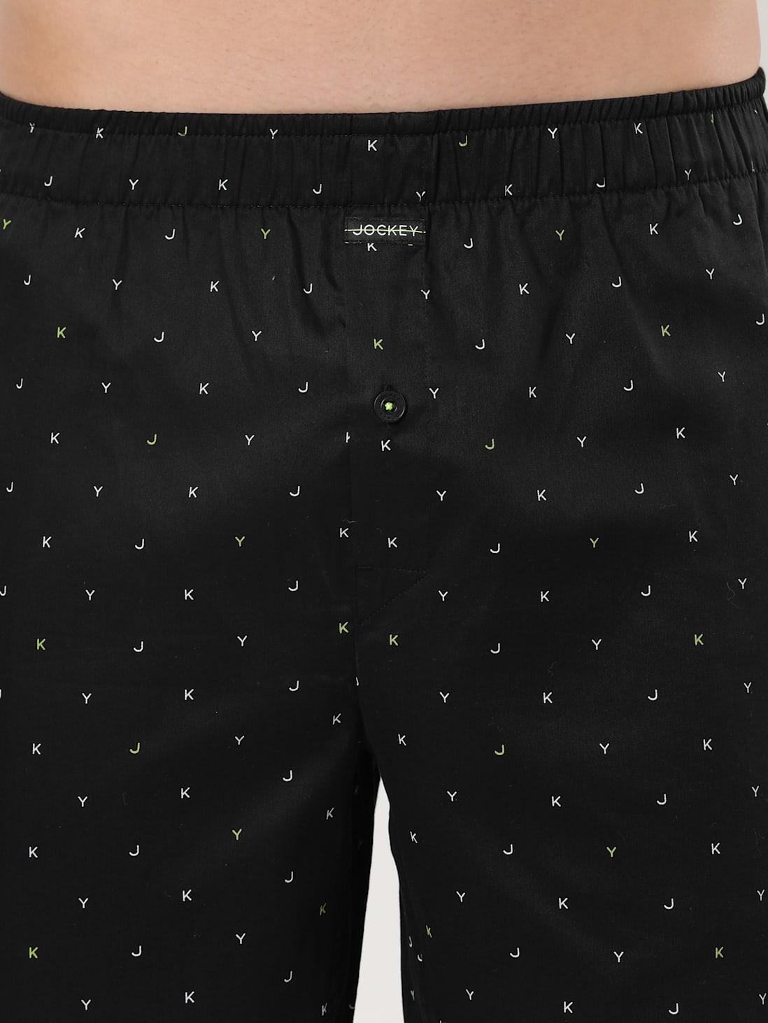 Jockey Men's Super Combed Cotton Satin Weave Printed Boxer Shorts with Side Pocket - Assorted (Random Prints)
