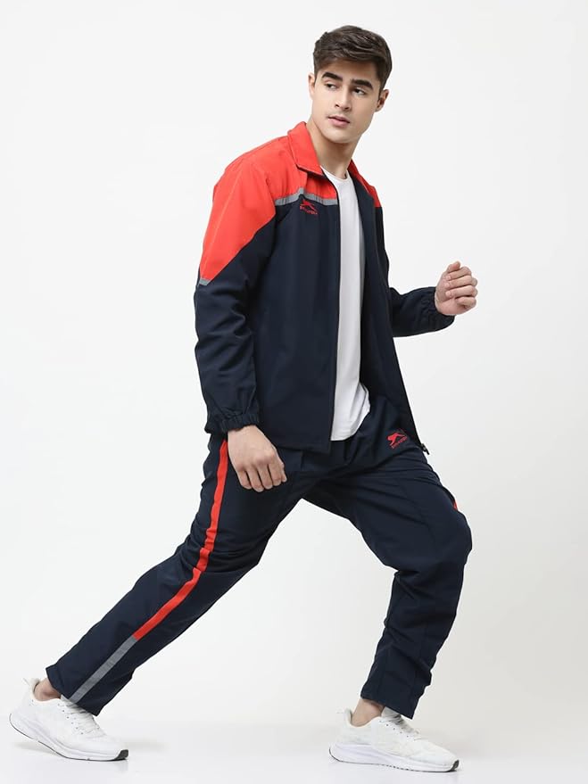 Shiv Naresh Men's Polyester Tracksuit (Navy Blue & Red)
