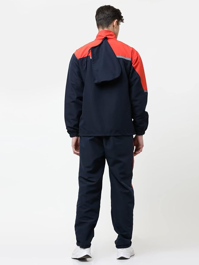 Shiv Naresh Men's Polyester Tracksuit (Navy Blue & Red)