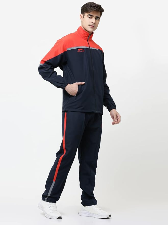 Shiv Naresh Men's Polyester Tracksuit (Navy Blue & Red)