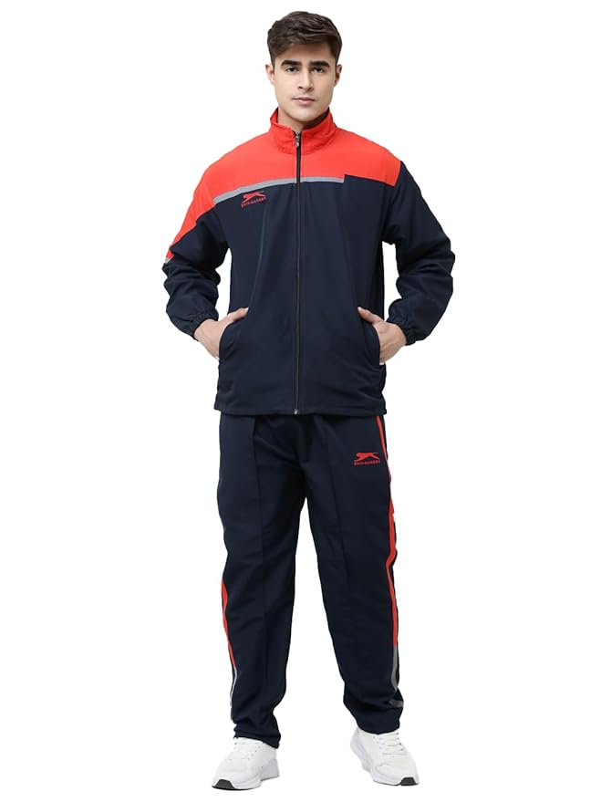 Shiv Naresh Men's Polyester Tracksuit (Navy Blue & Red) Navy Red 100% Polyester