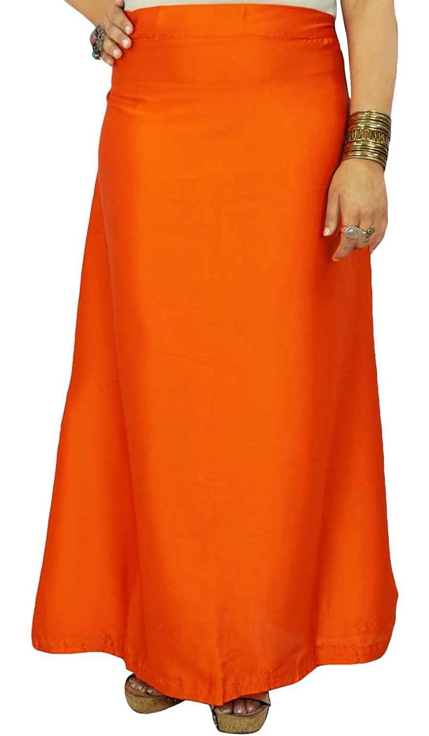 Trendzmy Woman's Satin Orange Petticoat