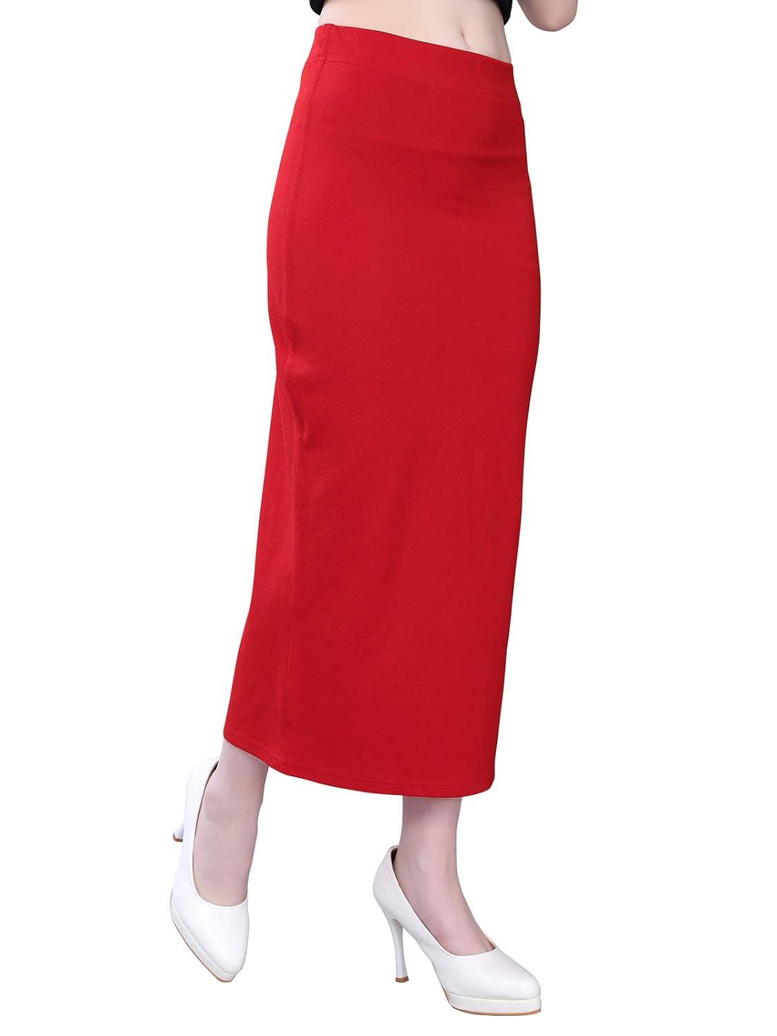 Women's Red Lycra Full Elastic Saree Shapewear Petticoat Free Size