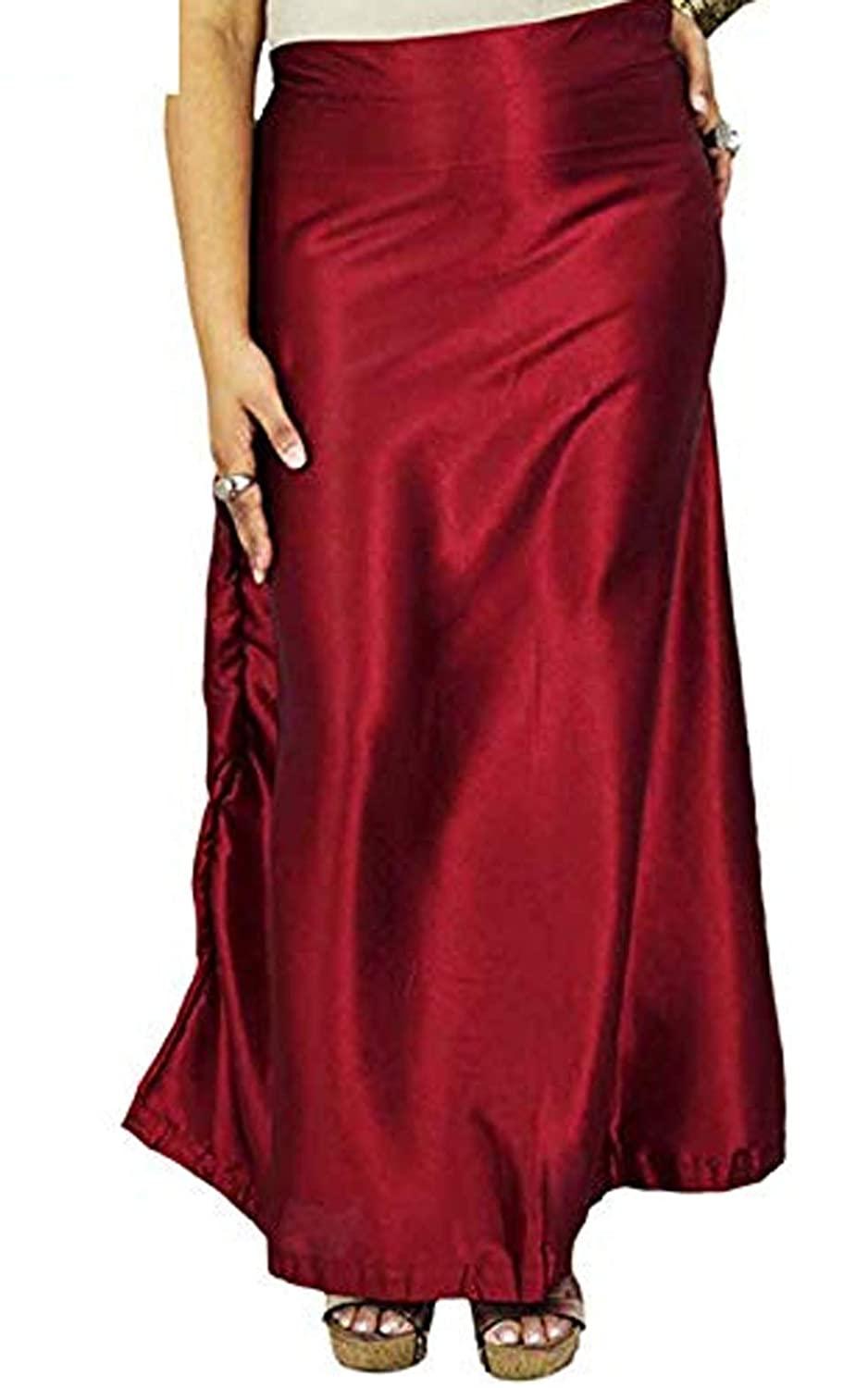 Trendzmy Woman's Satin Maroon Petticoat