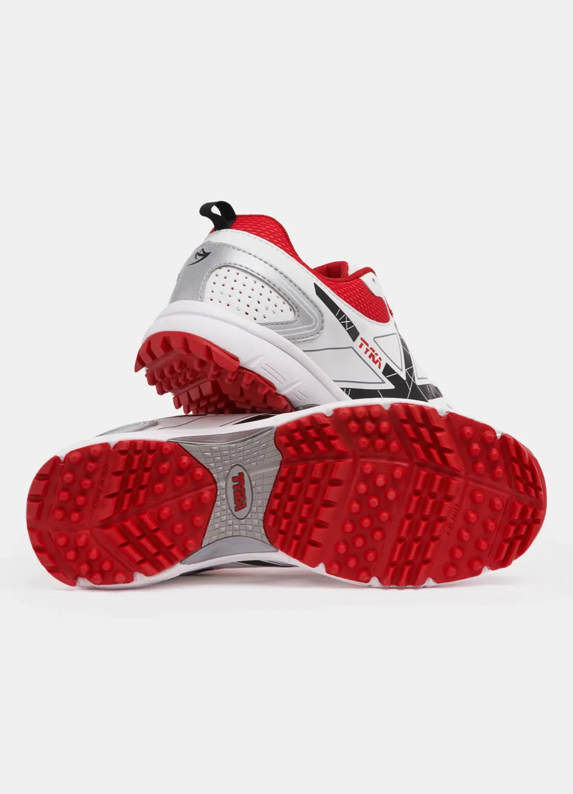 TYKA Stunner-160 Men's Cricket Shoes with Rubber Studs – White & Red