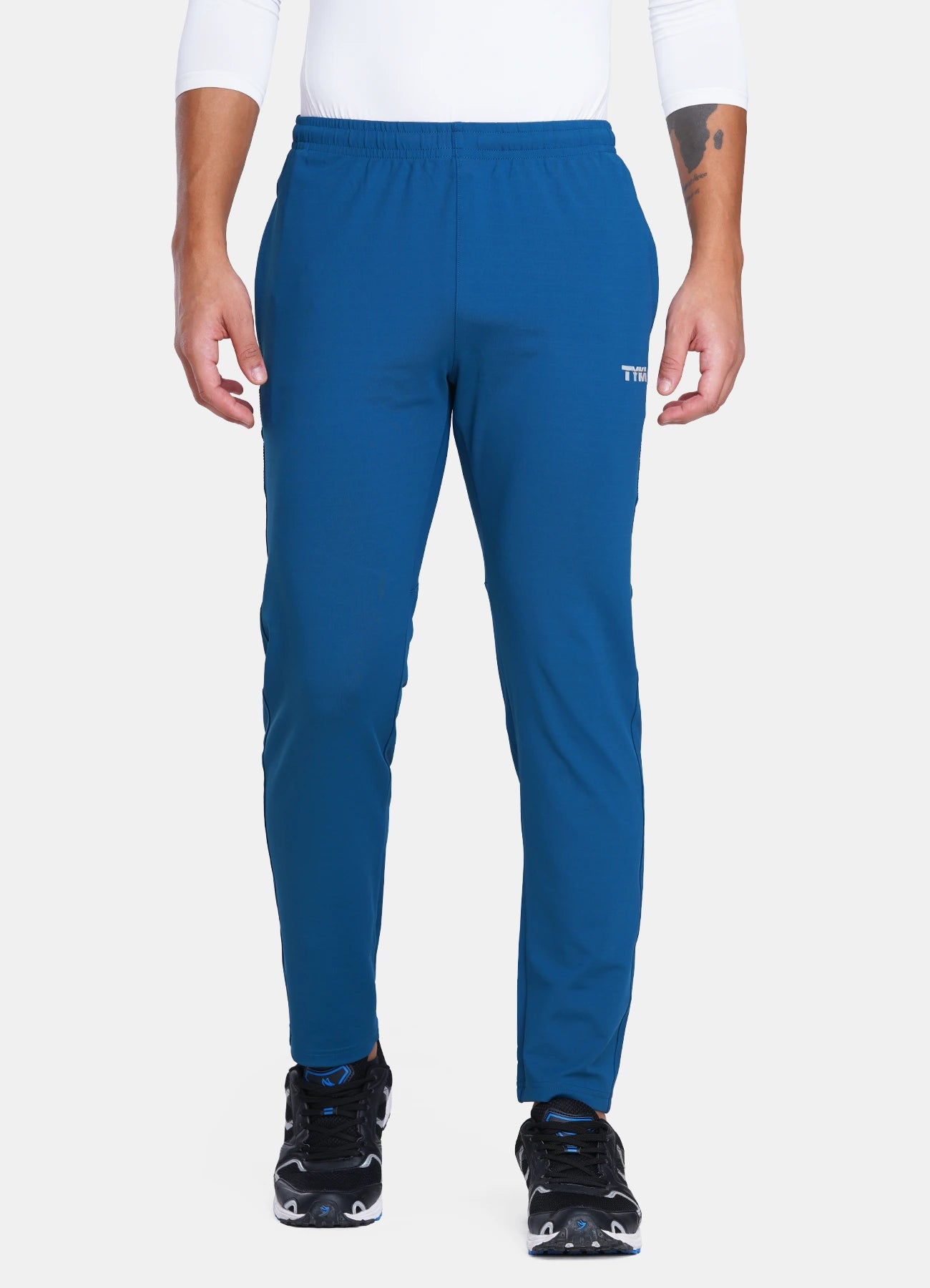 TYKA Ultimate Men's Smart Slim Fit 4-Way Stretch Lycra Track Pants (Lower) Teal