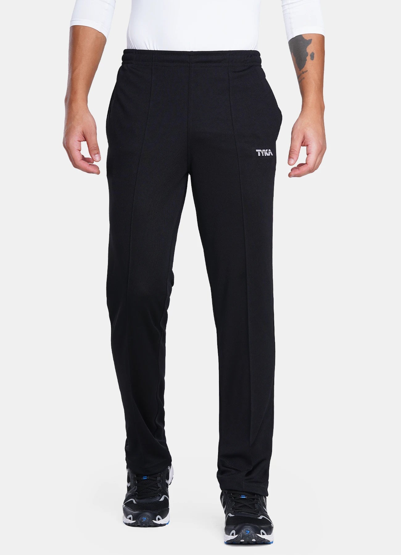 TYKA Premier Men’s Cricket Trouser – Flexible Knit Performance Track Pants Black