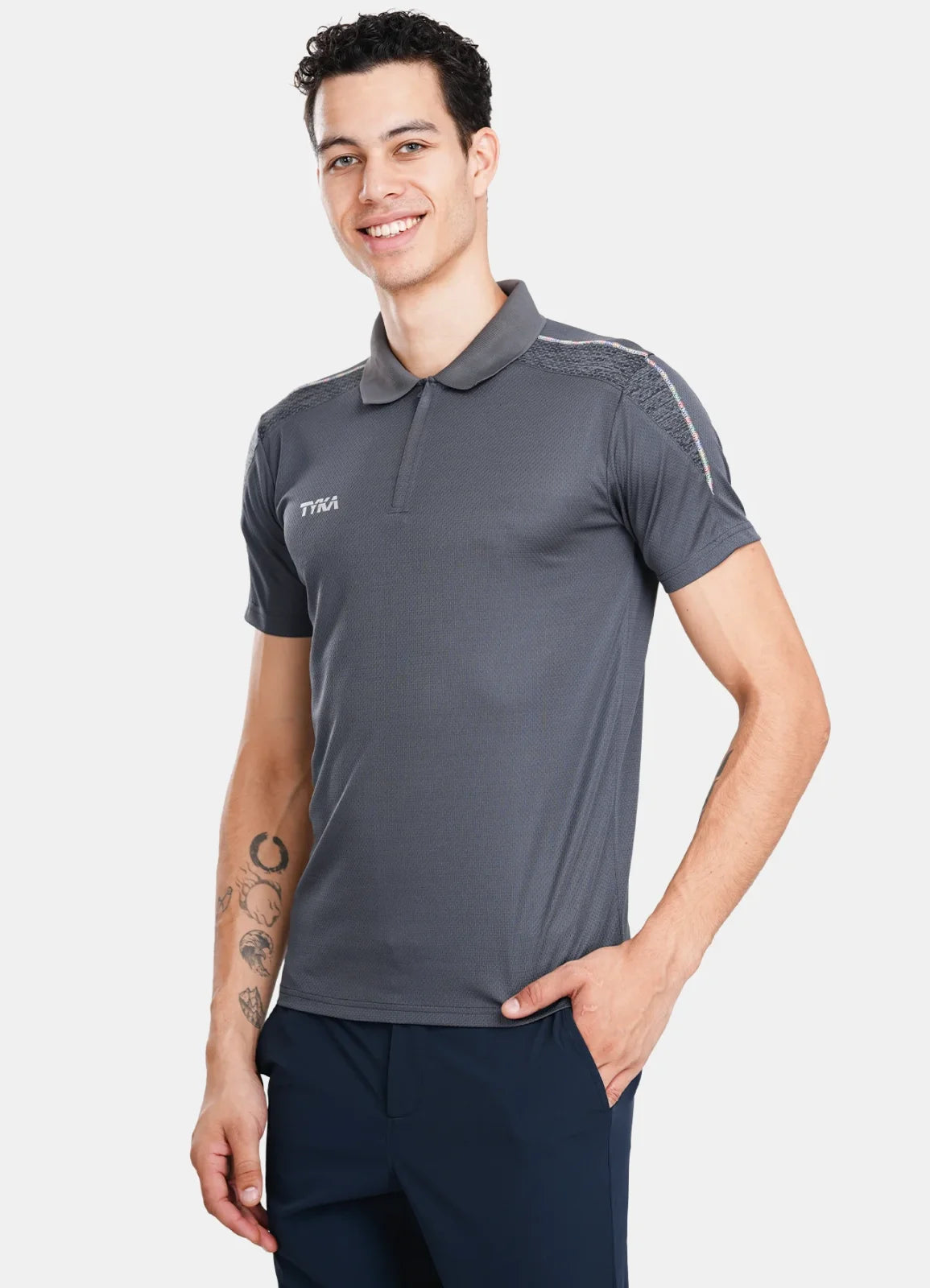 TYKA DIGIT Men's Performance Polo T-Shirt | 4-Way Stretch Quick-Dry Sports Polo