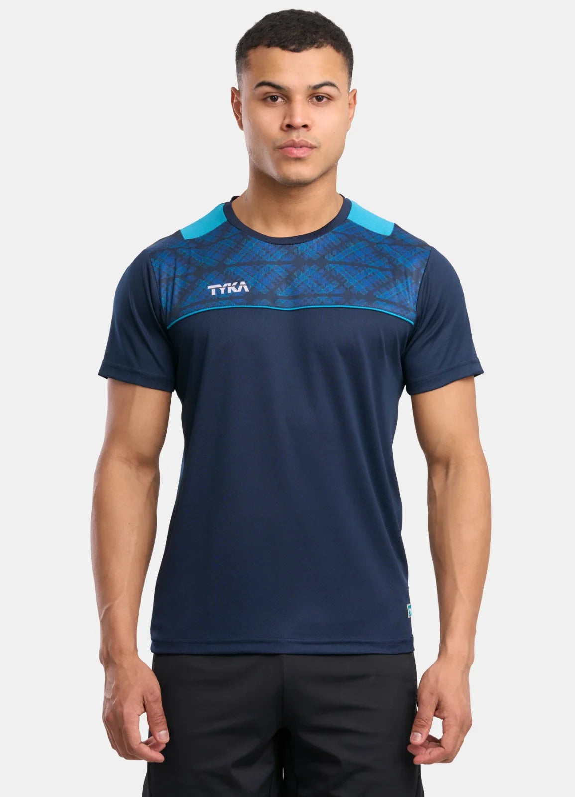 TYKA FORM Men's Performance Sports T-Shirt | Quick-Dry Sublimated Athletic Round Neck Tee Navy