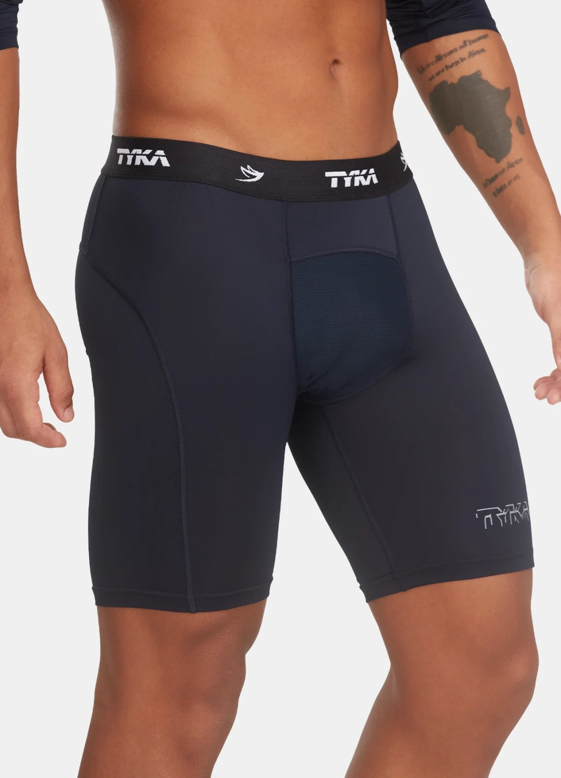 TYKA Men's Pro Performance Compression Shorts-Navy
