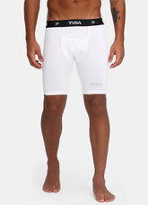 TYKA Men's Pro Performance Compression Shorts White