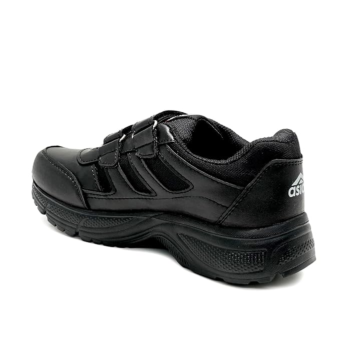 ASIAN Men's & Boys' Casual Velcro Sneakers Running & Walking School Shoes with Easy-to-Wear Straps _Black