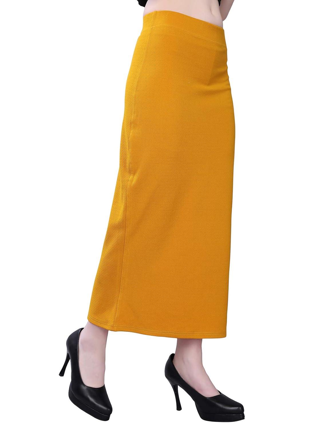 Women's Mustard Lycra Full Elastic Saree Shapewear Petticoat Free Size