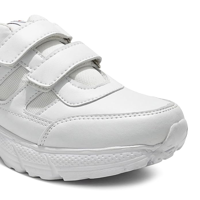 ASIAN Men's Monitor Velcro White Sneaker Shoes | Lightweight Sports Training & Gym Shoes with Synthetic Upper and Padded Insole
