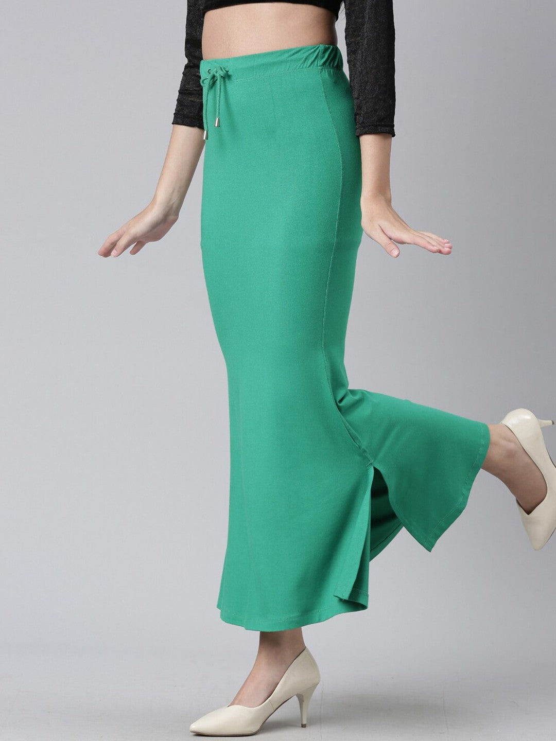 Rayon Stretch Saree Shapewear Petticoat for Women | Mermaid Flare Green