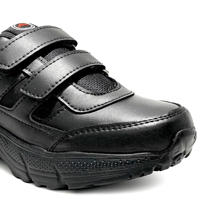 ASIAN Men's & Boys' Casual Velcro Sneakers Running & Walking School Shoes with Easy-to-Wear Straps _Black