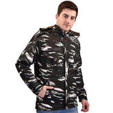 Camouflage Khaki Both Side Quilted Full Sleeves Hooded Neck Army Military Defence XXL