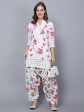 Women Apple Cut Red Floral Print Pure Cotton Straight Kurta Set XXXL