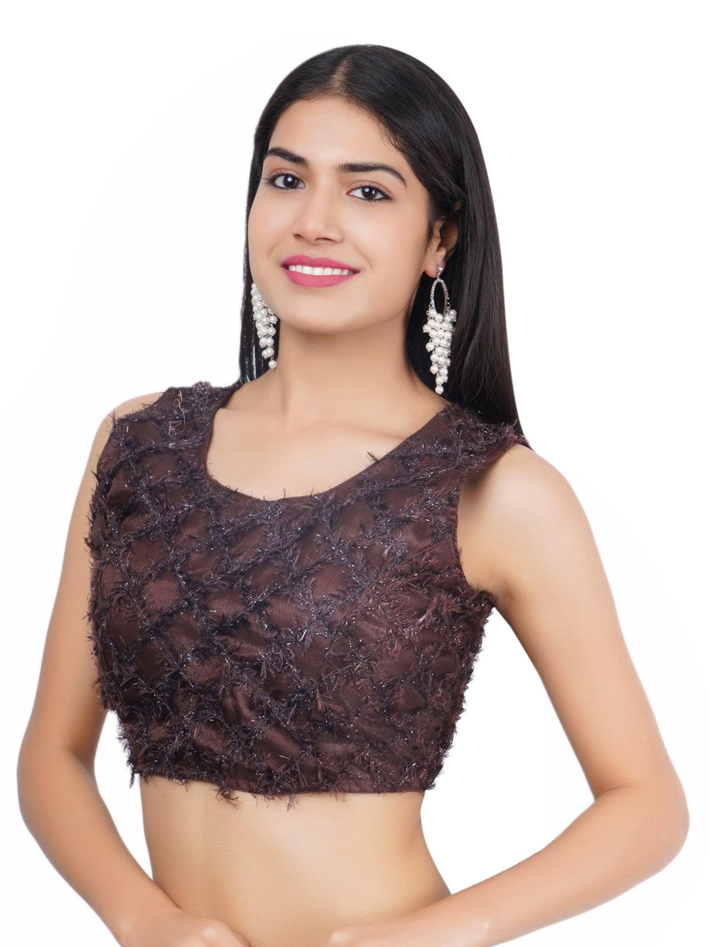 Trendzmy Round Neck Brown 3D Bear Design Women Blouse