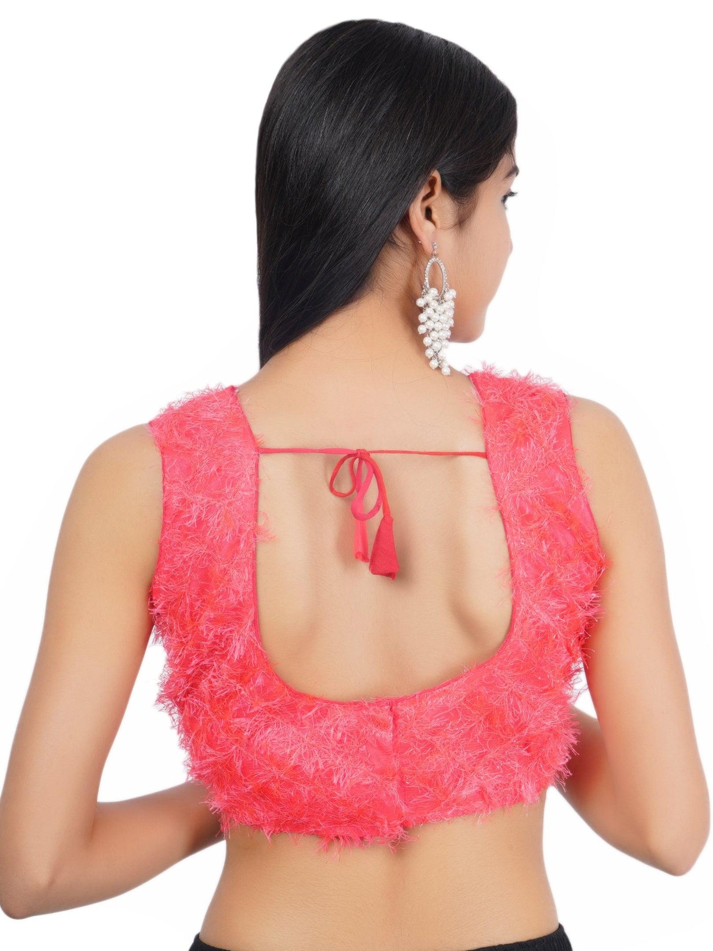 Trendzmy Round Neck Peach 3D Bear Design Women Blouse