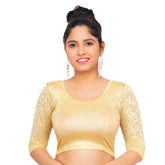 Cotton Lycra Gold Women Blouse Gold