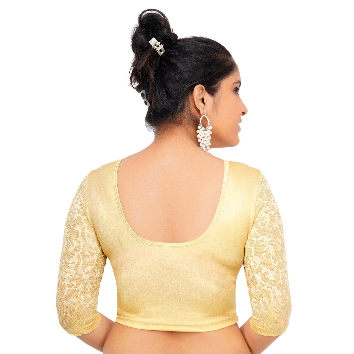 Trendzmy Cotton Lycra Gold Women Blouse