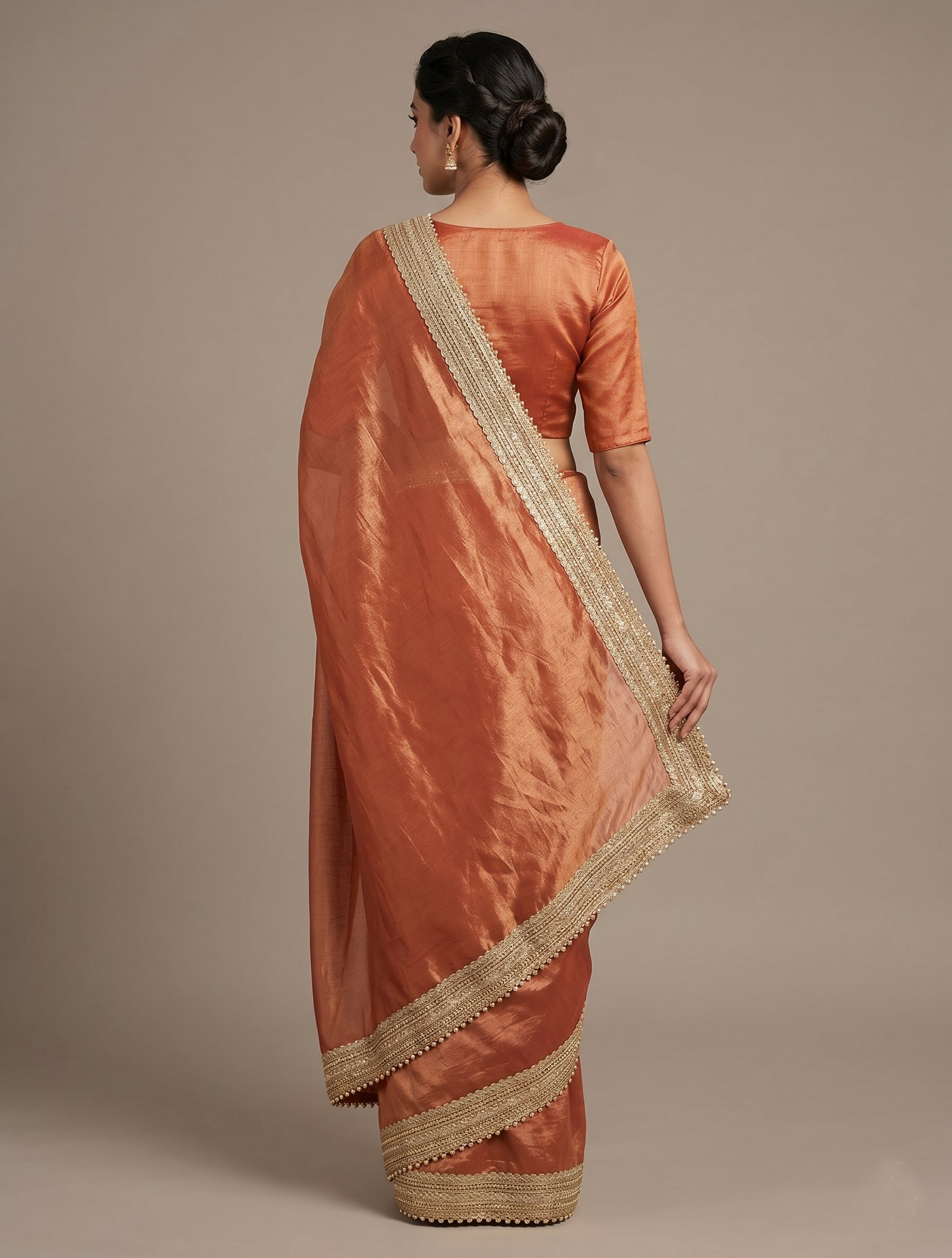 Indian women's fandy Saree - Festive Party Wear Saree with Lace Border