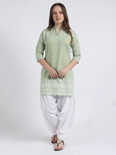 Women Chiken Embroidery Cotton Pista Green Kurta and Salwar Set