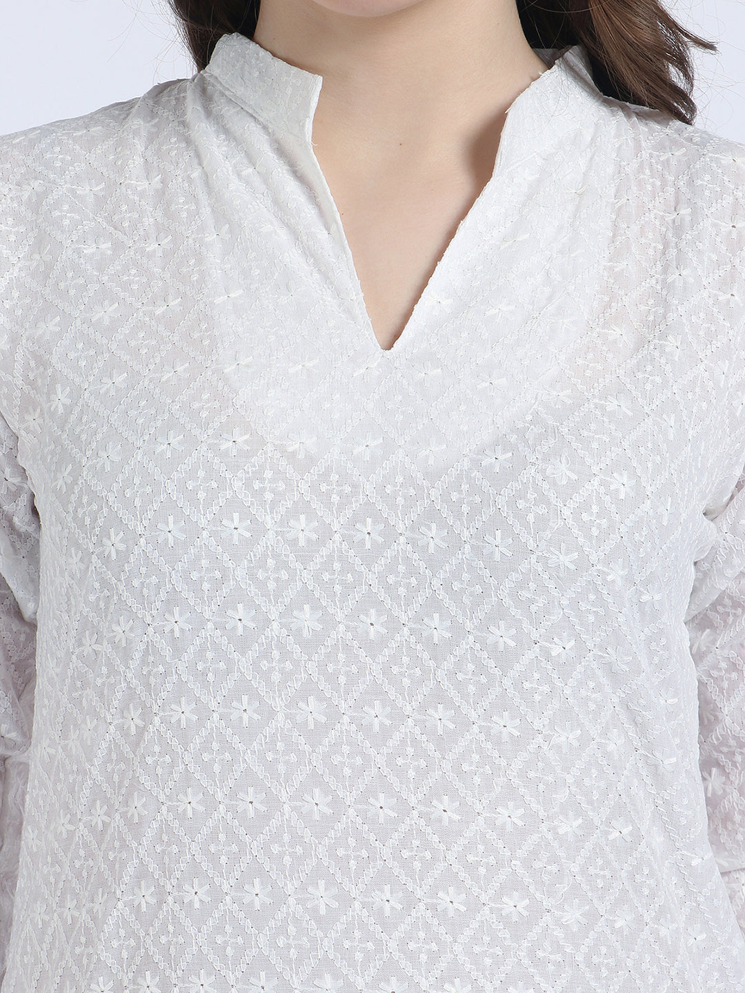 Women’s Cotton Chikankari Short Kurti Combo - Pack of 2 (Sky Blue & White)