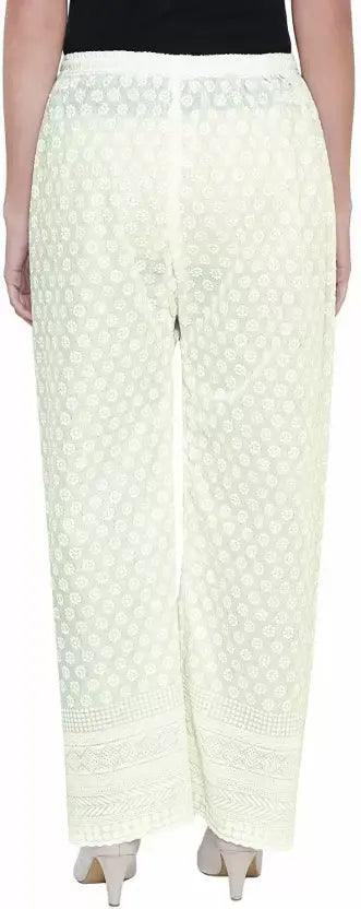 Singhania Woman's Cotton Chiken Plazzo Off White