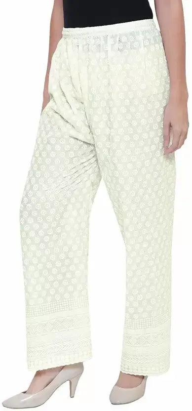 Woman's Cotton Chiken Plazzo Off White