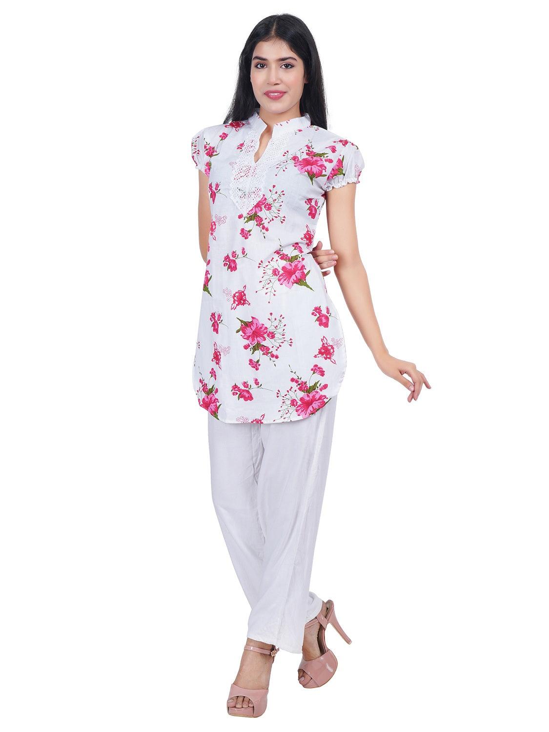 Women Purple Red Printed Straight Kurta Pack Of 2