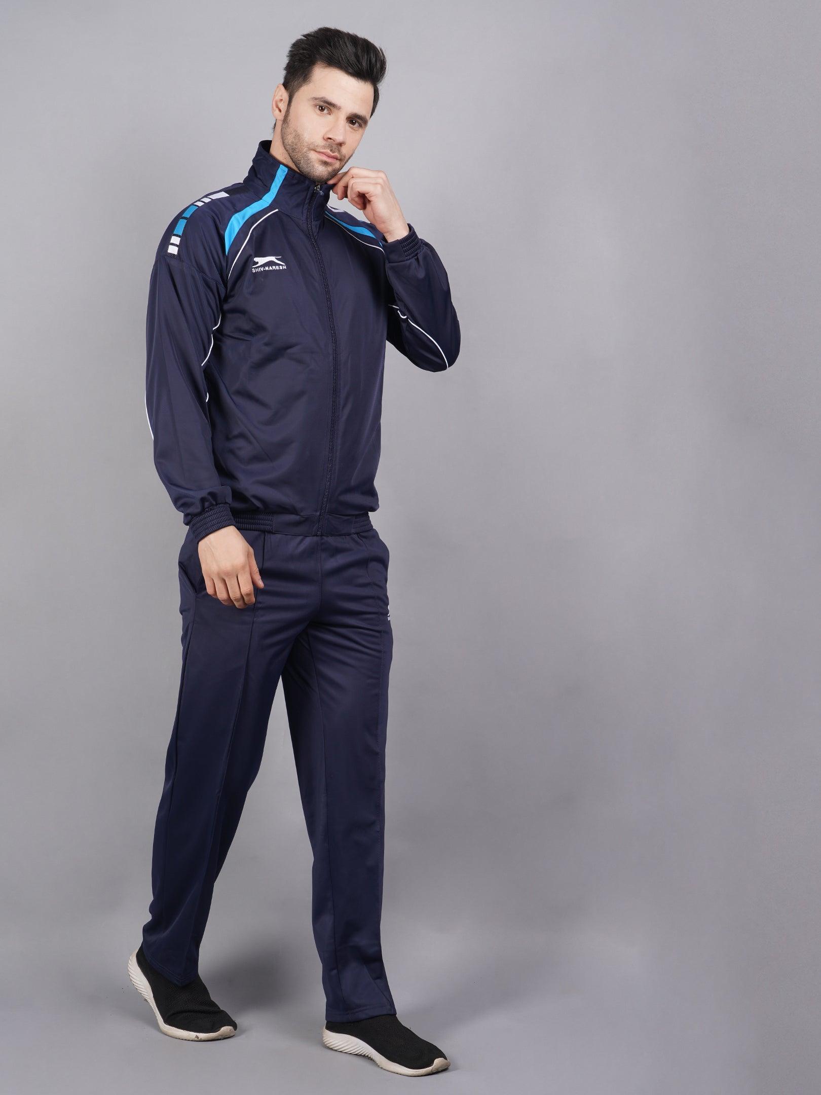 Shiv Naresh Men Navy and cyan blue Ultra-boost tracksuit 1500