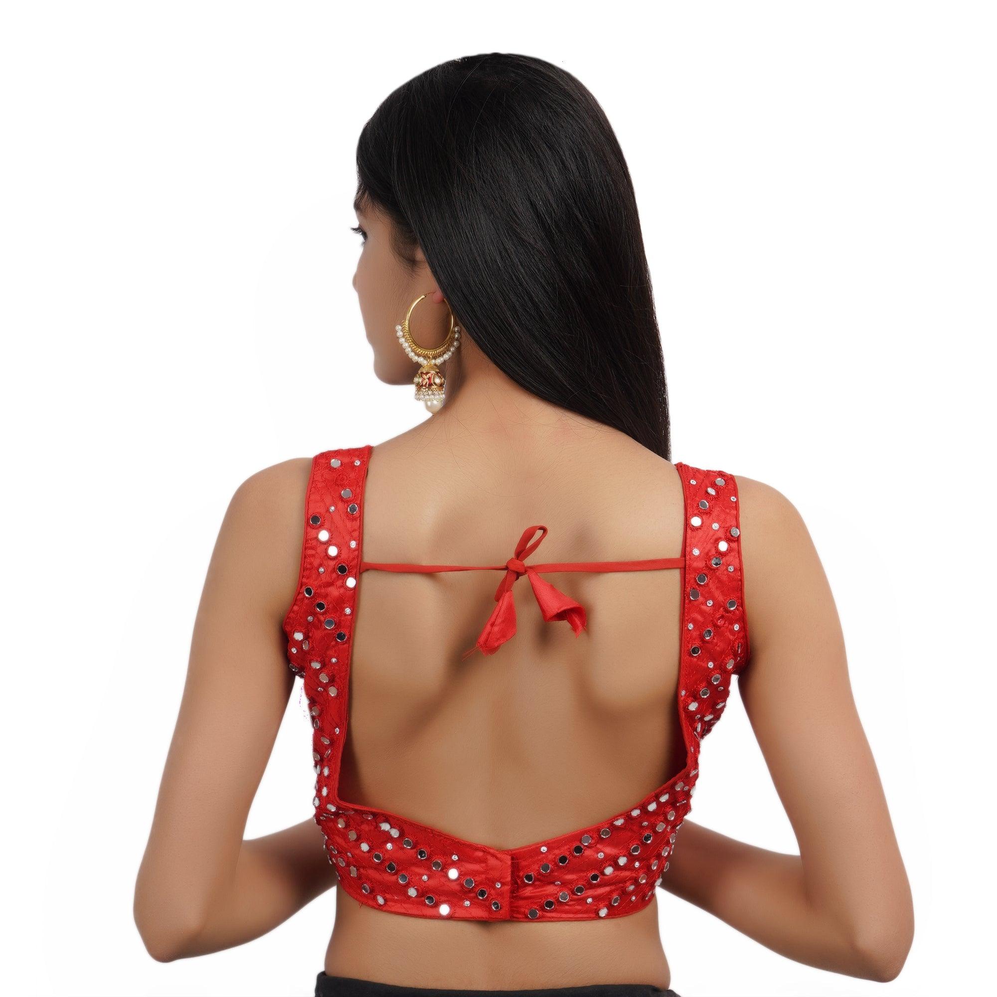 Sweetheart Neck Mirror Dark Red Women Blouse