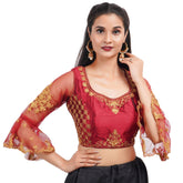 Square Neck Embroidered Maroon Women Blouse Default Title