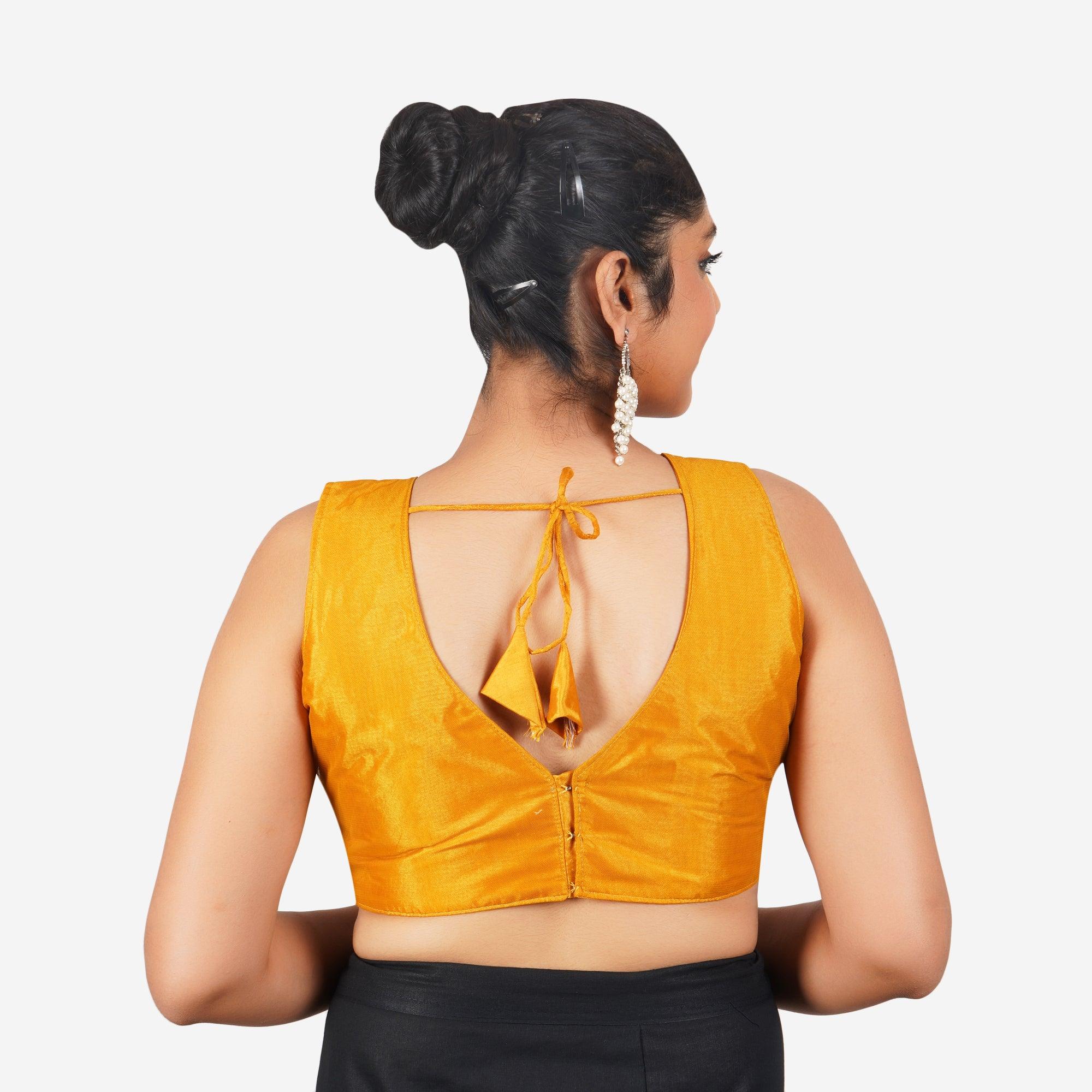 Women Yellow V Neck Elegant Work Readymade Blouse