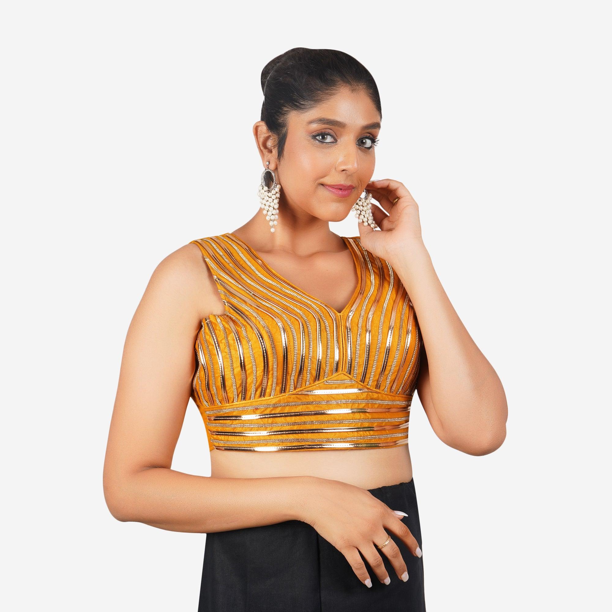 Women Yellow V Neck Elegant Work Readymade Blouse