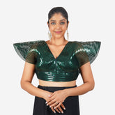 Women Green Self Design Readymade Blouse Default Title