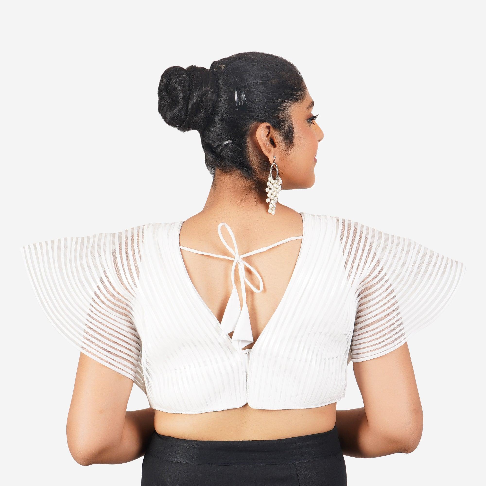 Women White Self Design Readymade Blouse