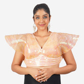 Women Peach Self Design Readymade Blouse Peach