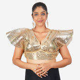 Women Beige Self Design Readymade Blouse Beige