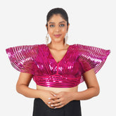 Women Rani Pink Self Design Readymade Blouse Rani Pink