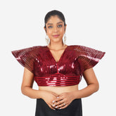 Women Maroon Self Design Readymade Blouse Default Title