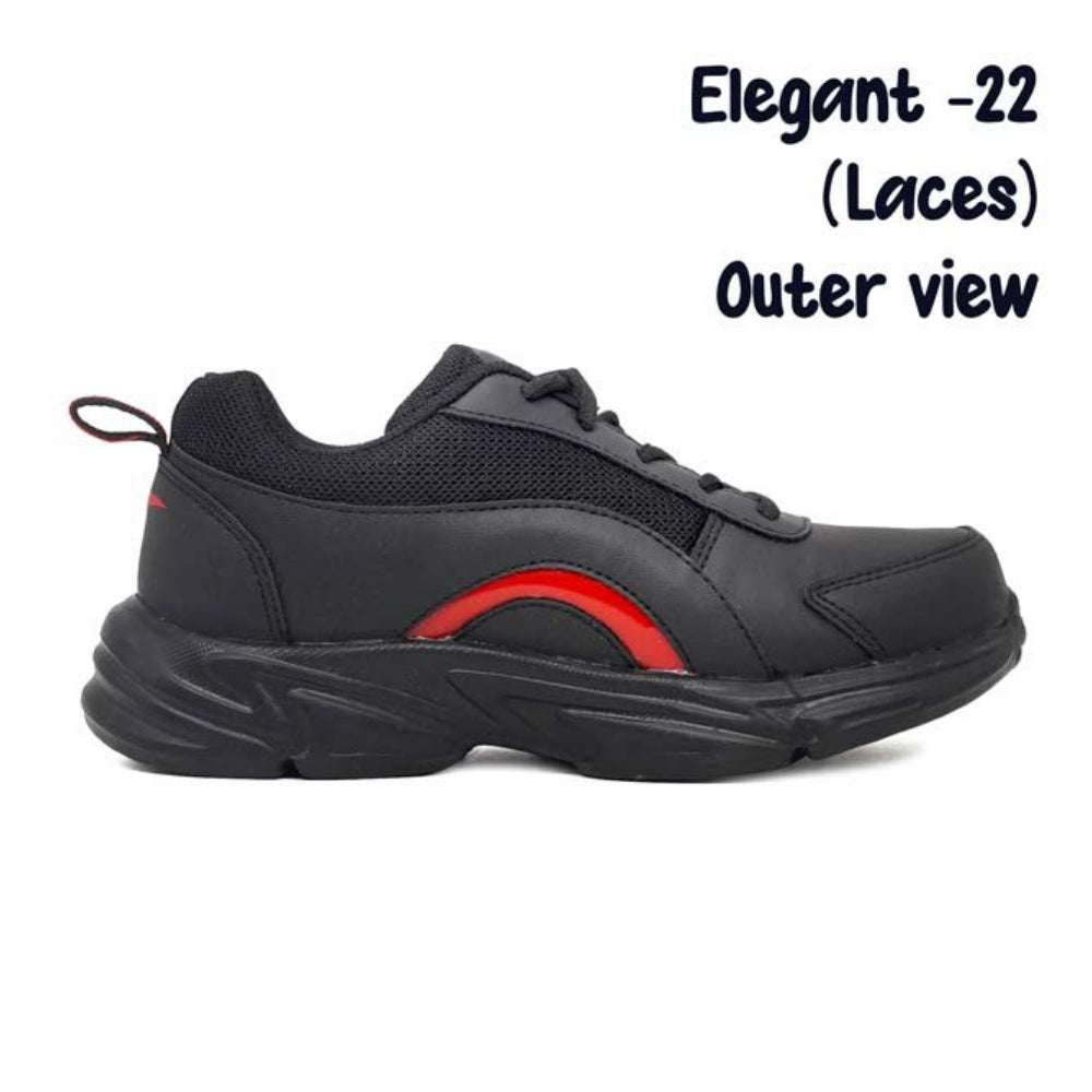ASIAN Men's & Boys' Elegant 22 Black and Red Athletic Lace-Up Shoes.. GD Goenka School Shoes