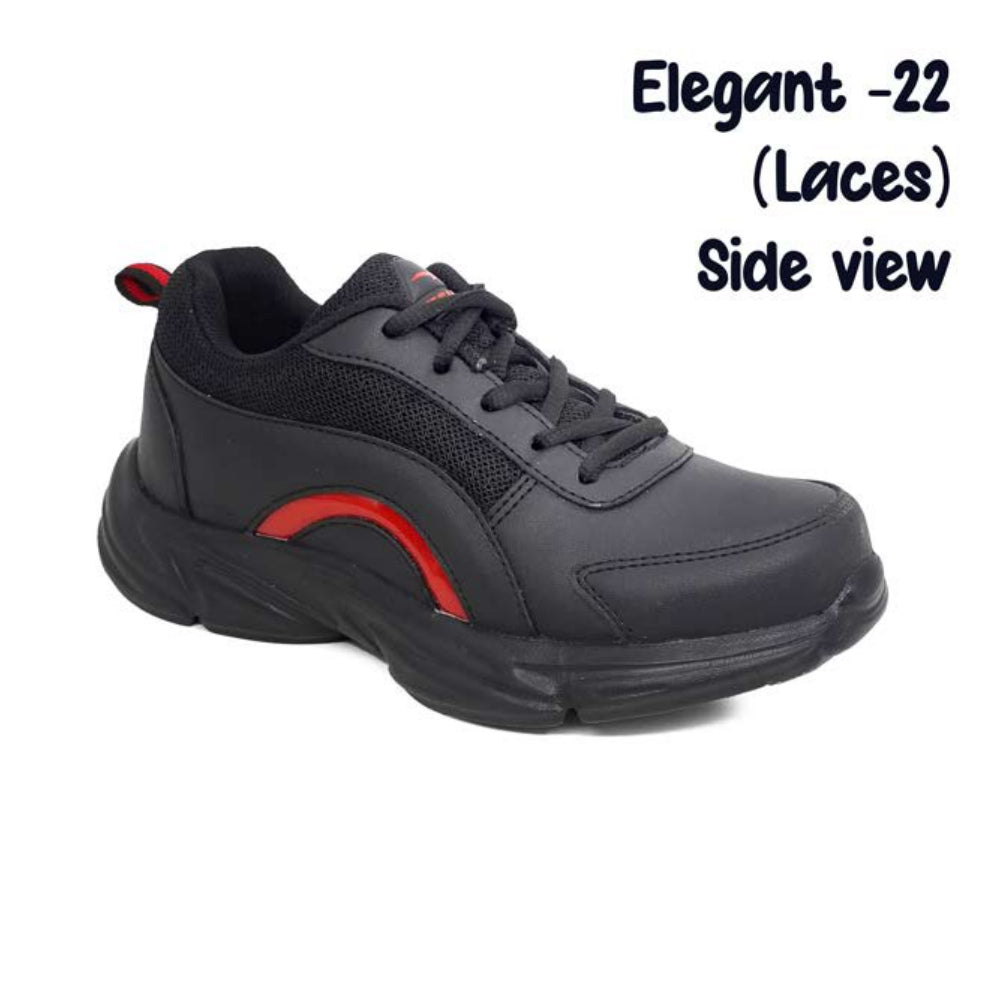 ASIAN Men's & Boys' Elegant 22 Black and Red Athletic Lace-Up Shoes.. GD Goenka School Shoes Black