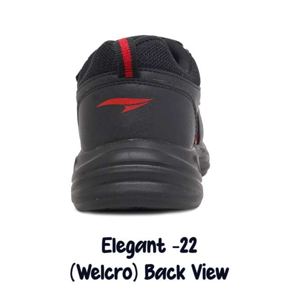 ASIAN Unisex Black & Red Elegant-22 GD Goenka School Shoes with Dual Velcro Straps | Lightweight & Comfortable Kids Sports Shoes
