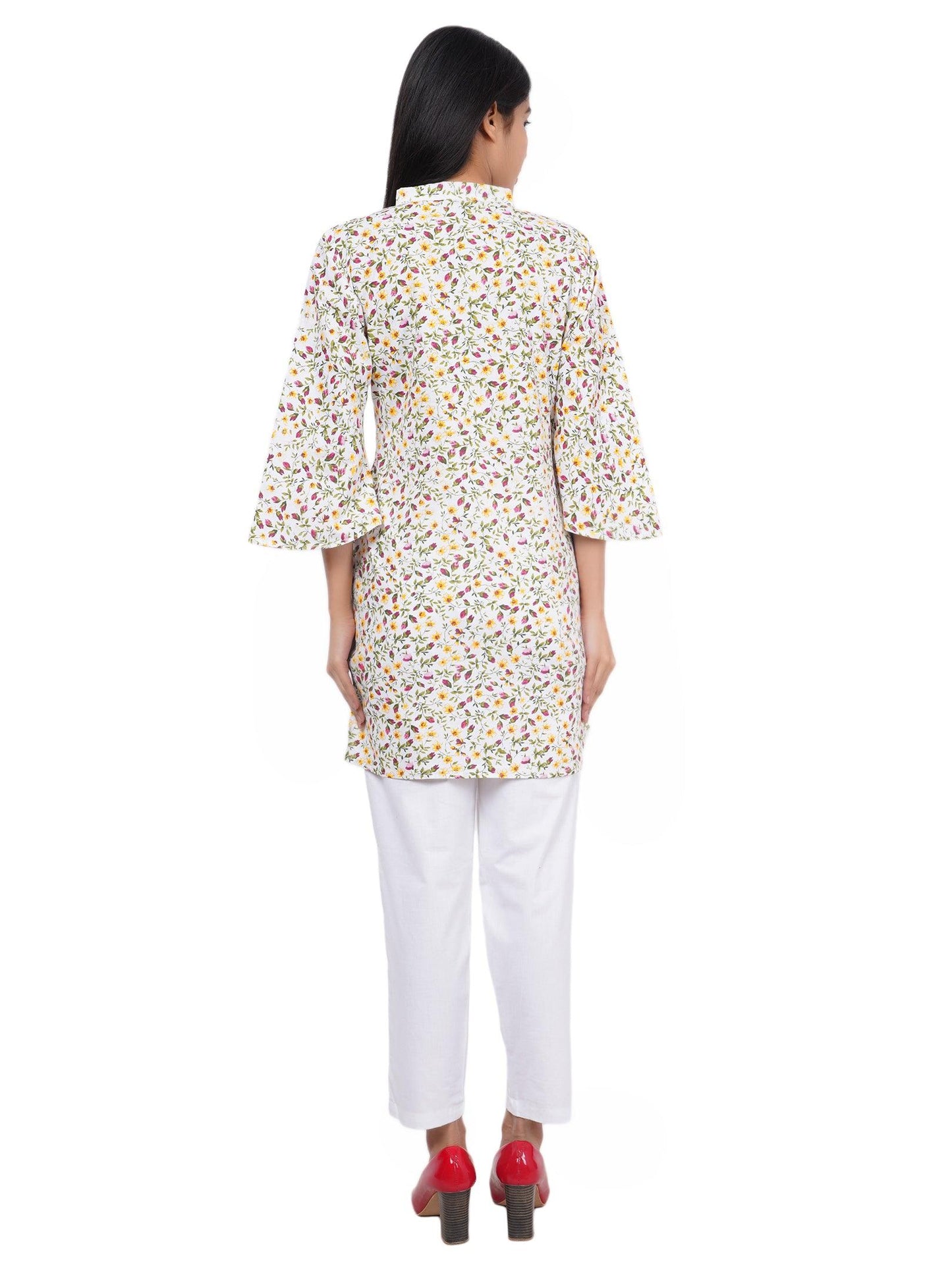 Trendzmy Women Multi and Red White Floral Print Pure Cotton Straight Kurta Pack Of 2