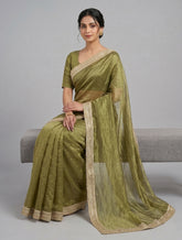 Indian women's fandy Saree - Festive Party Wear Saree with Lace Border Mehadi