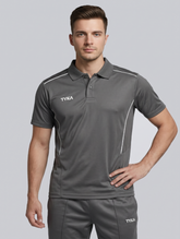 TYKA Prima Men Grey Sports Polo T-Shirt H/S- Quick Dry Activewear with Contrast Piping